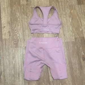 Alphalete Pink Seamless Racerback Sports Bra & High-Waist Shorts Set